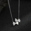 A light luxury golden collarbone chain supply, featuring a female mother-of-pearl necklace decorated with diamonds and a bow pendant Specification image